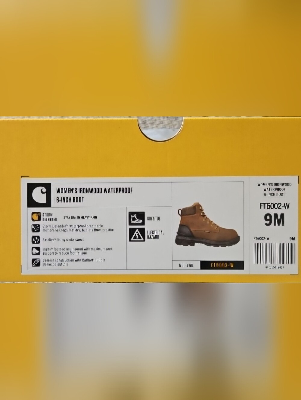 Womens Carhartt FT6002-W 6" Boots Ironwood Sz 9 NIB